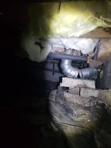 Disconnected Duct work found in crawlspace during rodent inspection service