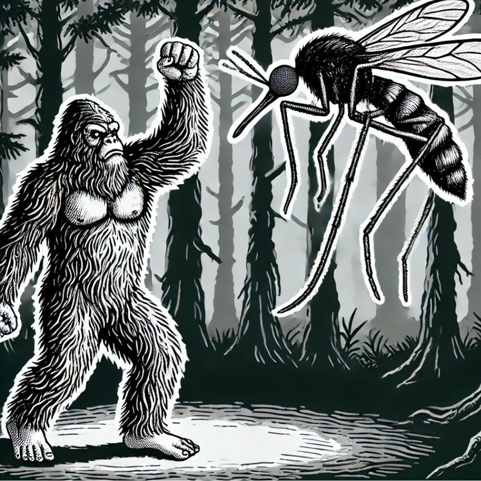 Sasquatch Fighting Mosquito